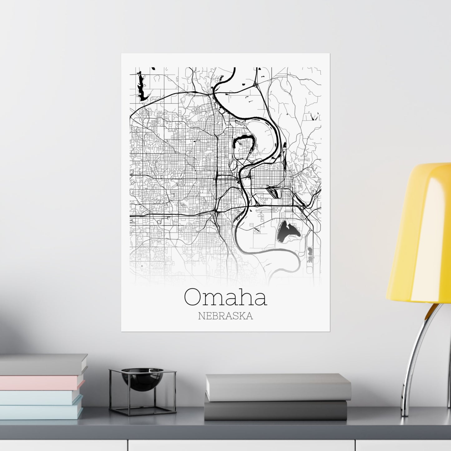 Omaha Nebraska City Map Matte Vertical Posters