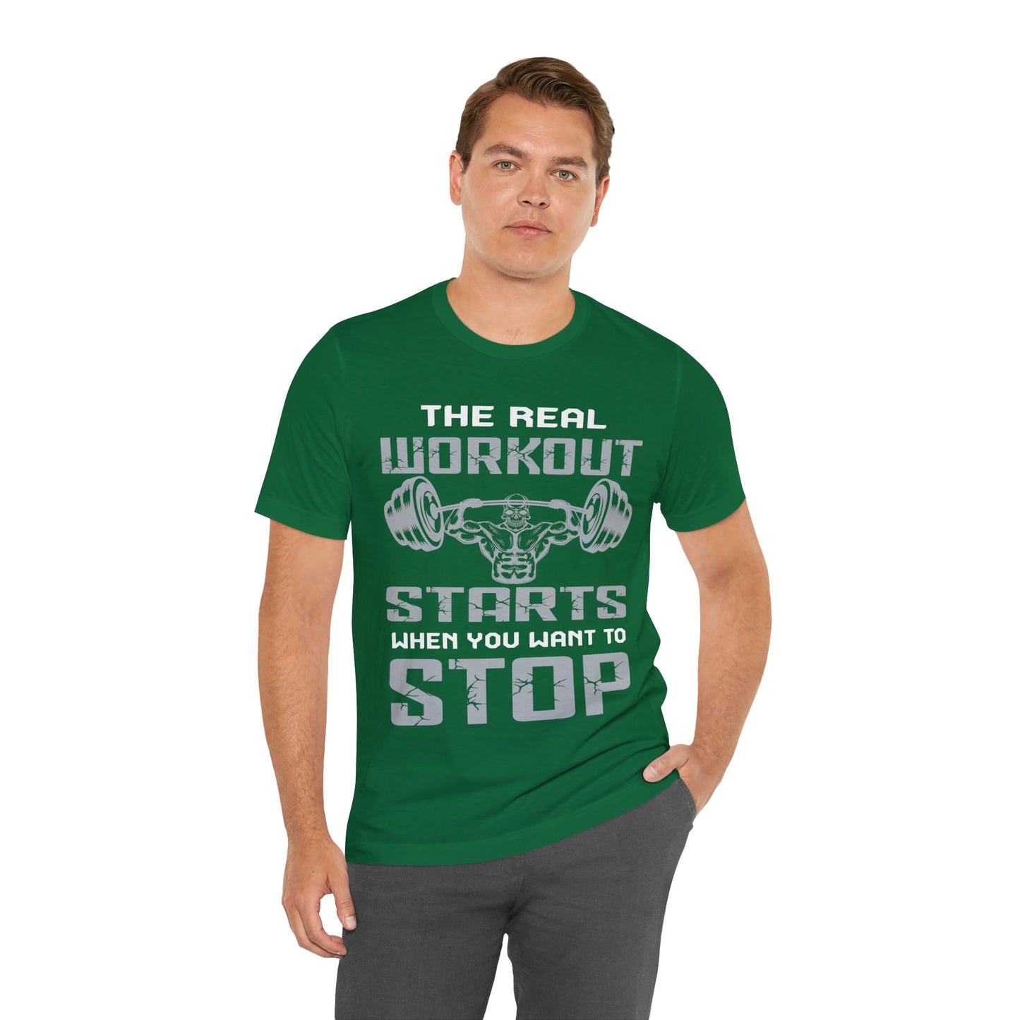 The Real Workout Start When You Want To Stop T-Shirt, Gym Workout Fitness T-Shirt