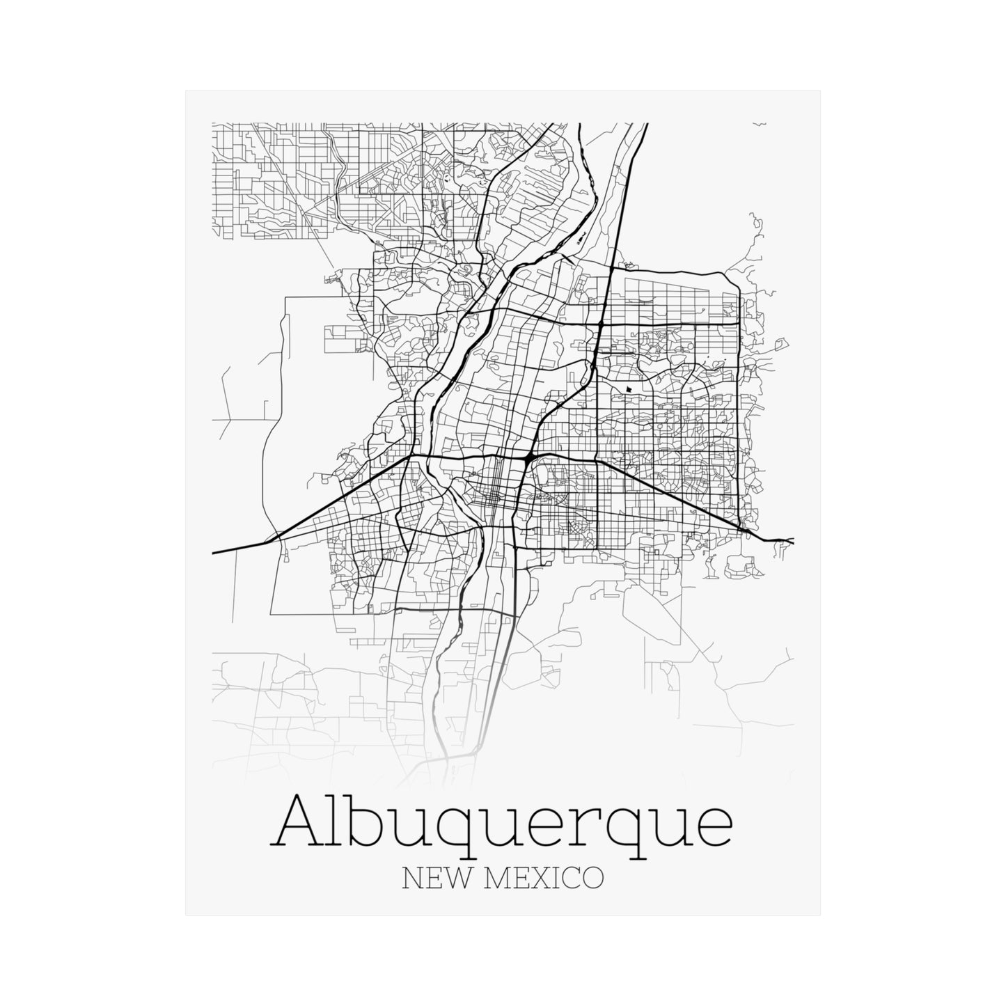 Albuquerque New Mexico Map Matte Vertical Posters