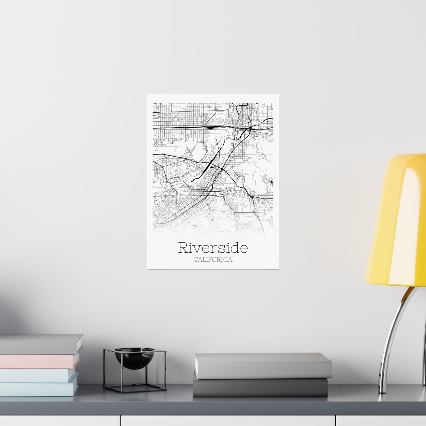 Riverside California City Map Matte Vertical Posters