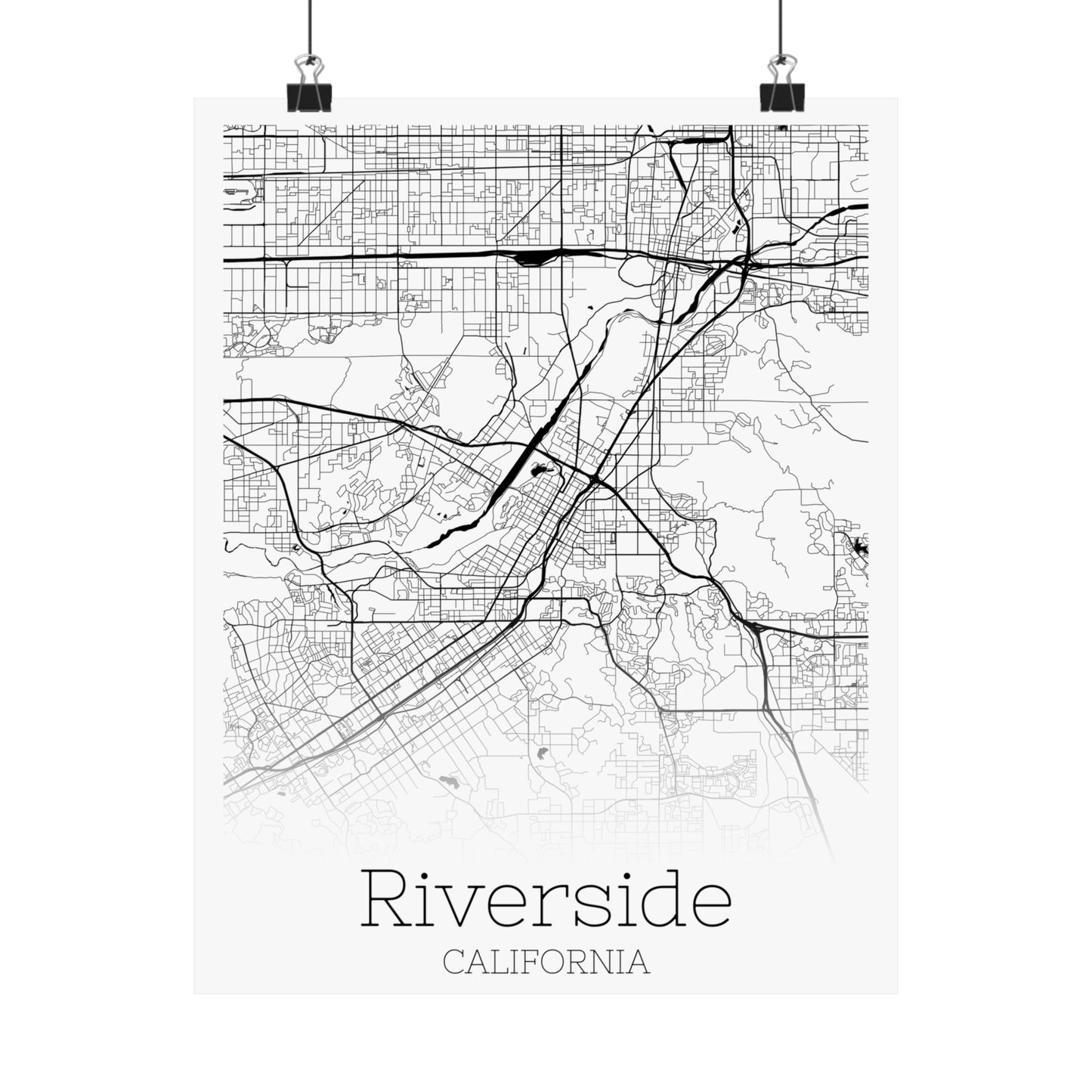 Riverside California City Map Matte Vertical Posters