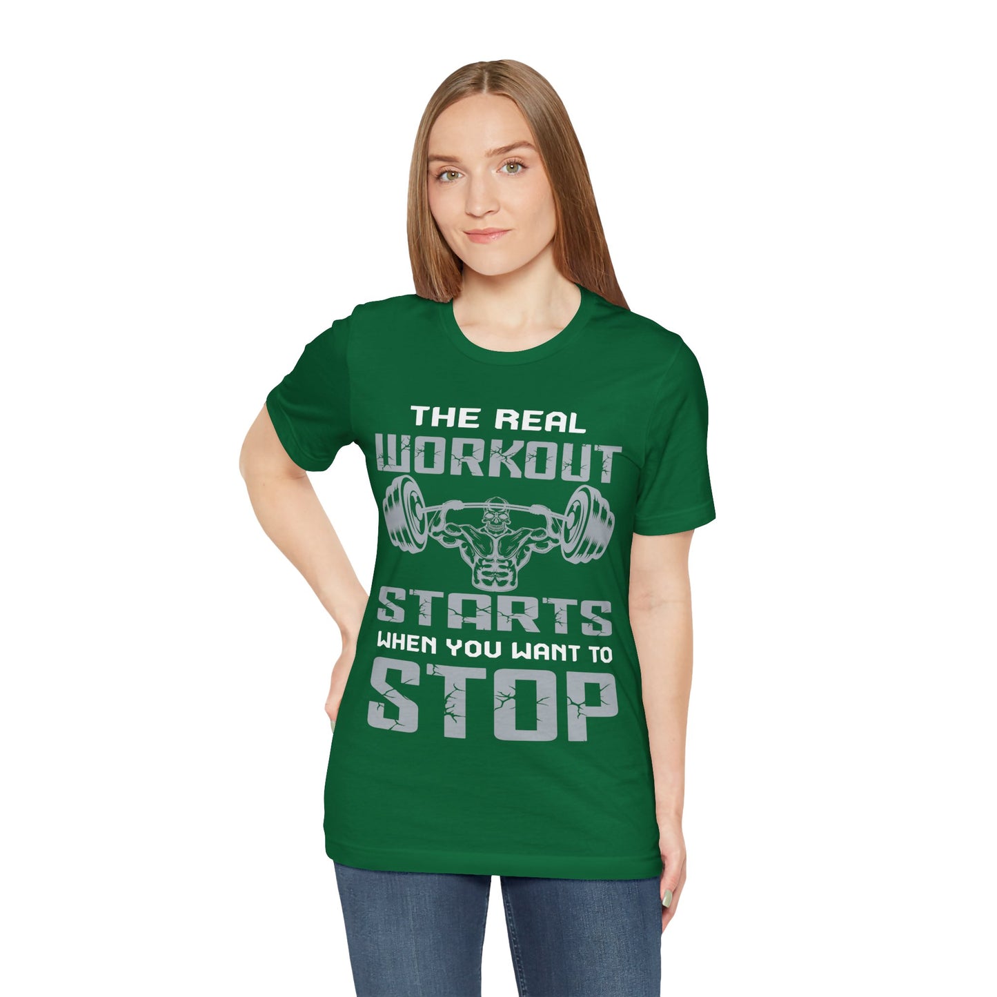 The Real Workout Start When You Want To Stop T-Shirt, Gym Workout Fitness T-Shirt