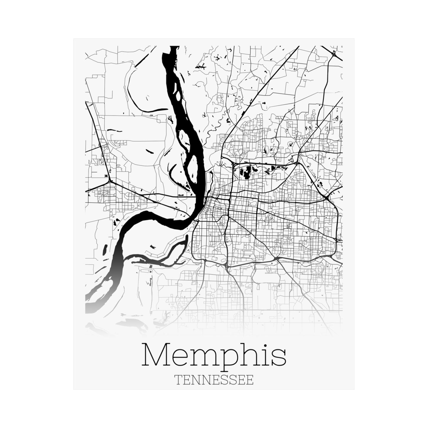 Memphis Tennessee City Map Matte Vertical Posters