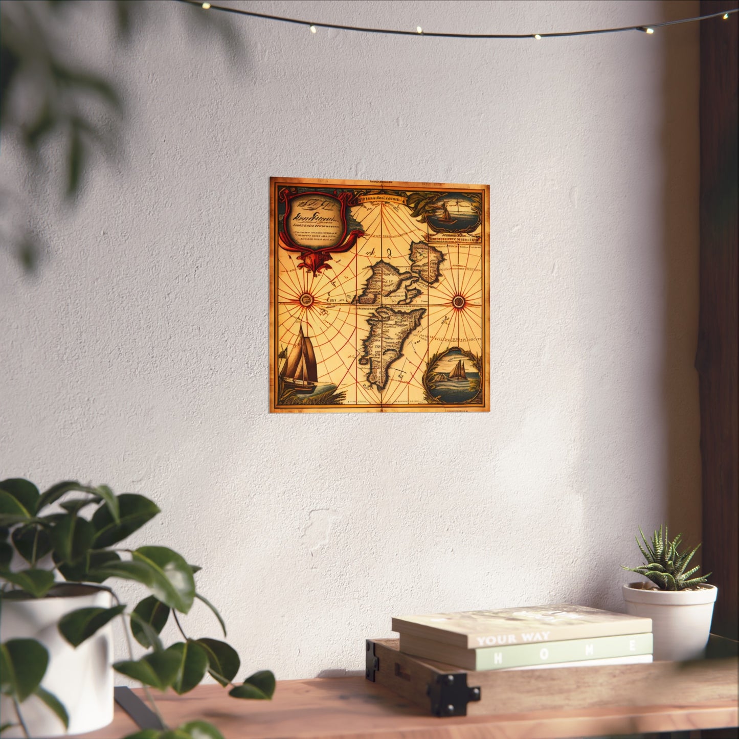 Old Map No: 16 Square Matte Poster, Vintage Poster