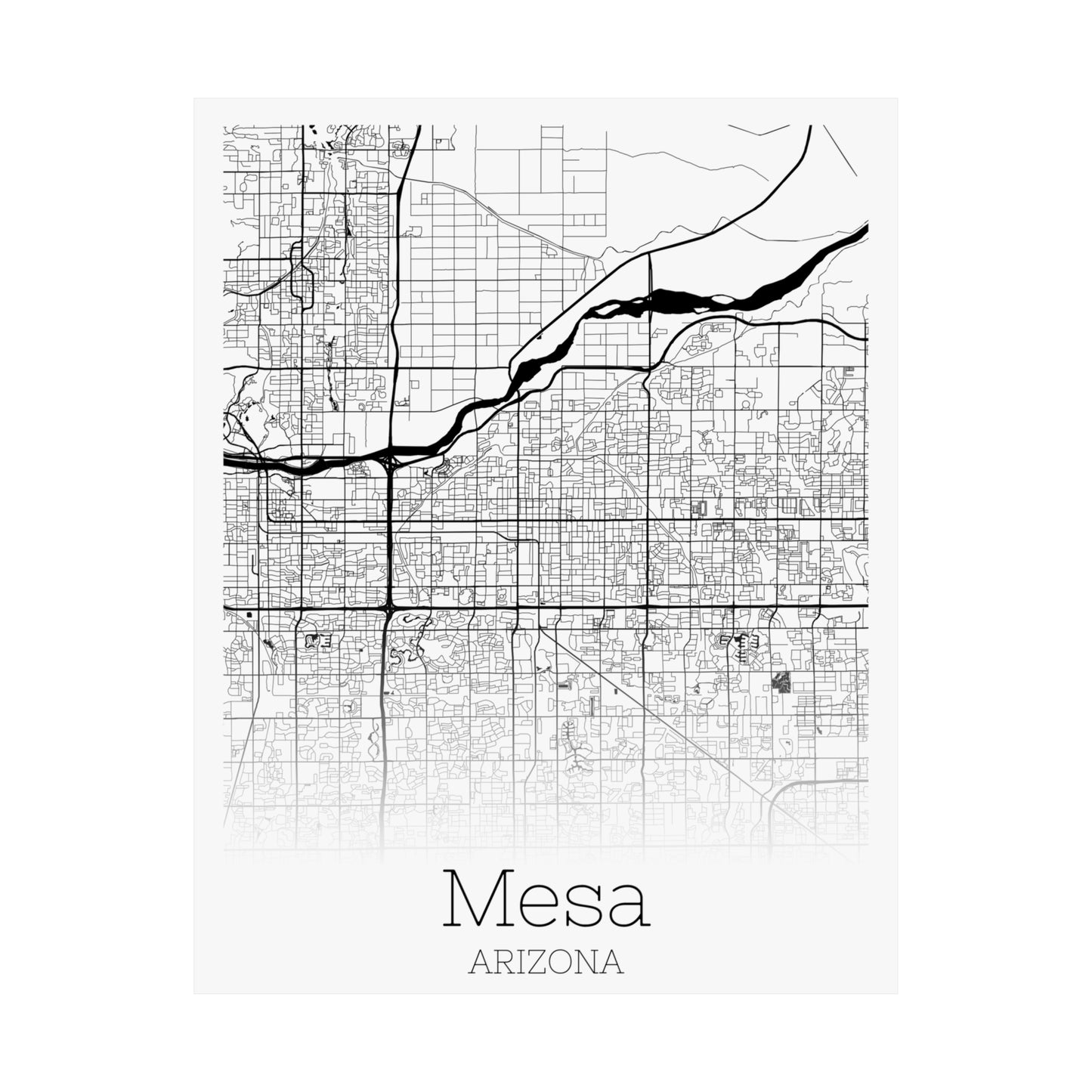 Mesa Arizona City Map Matte Vertical Posters