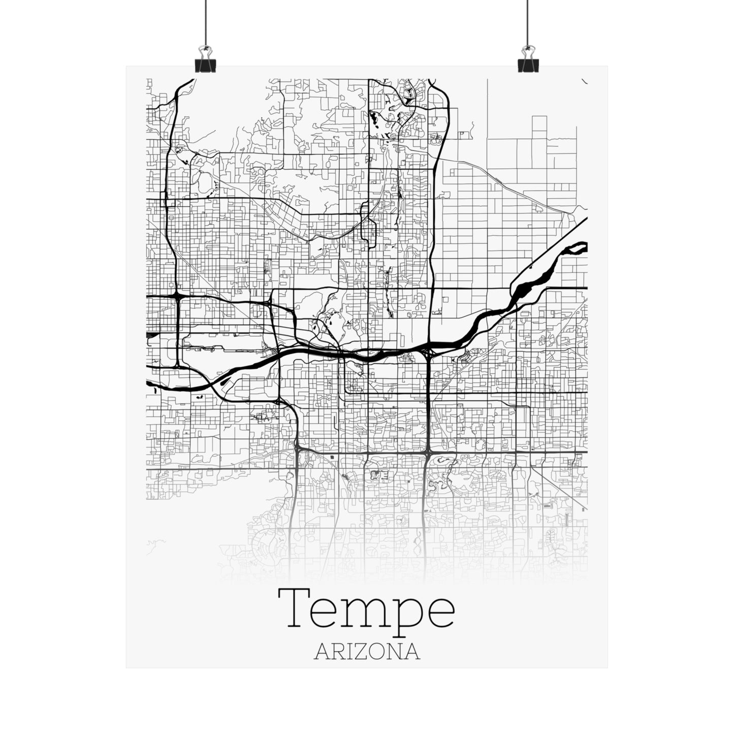 Tempe Arizona City Map Matte Vertical Posters