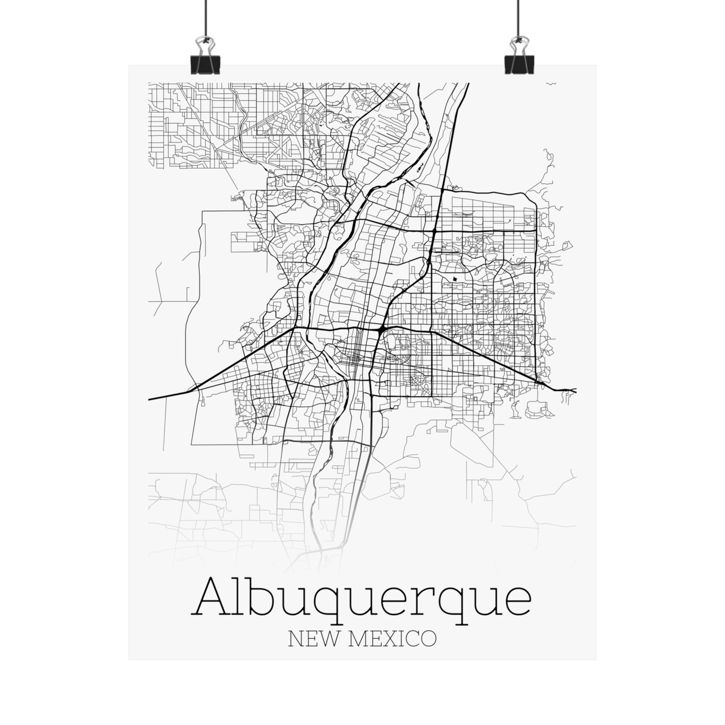 Albuquerque New Mexico Map Matte Vertical Posters