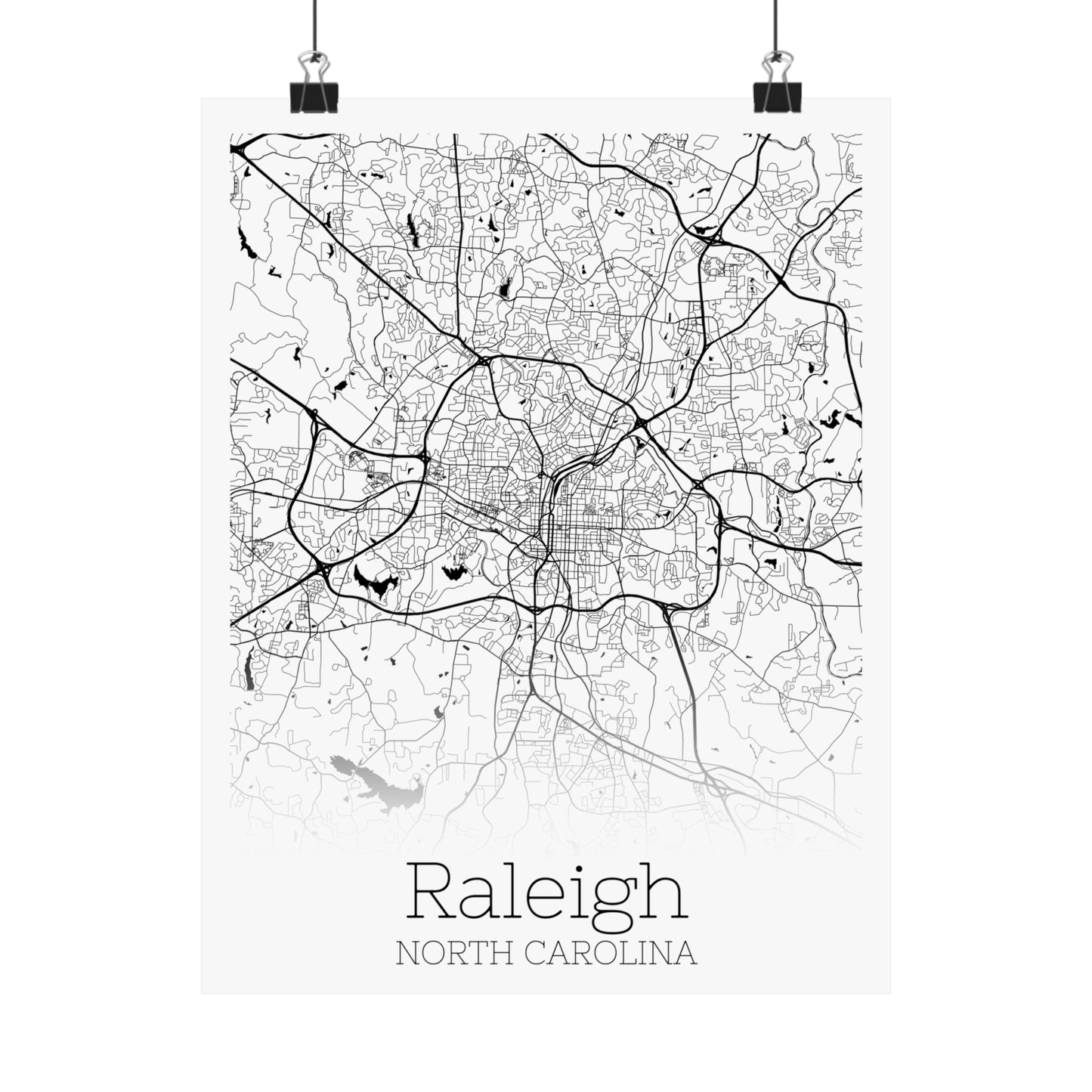 Raleigh North Carolina City Map Matte Vertical Posters