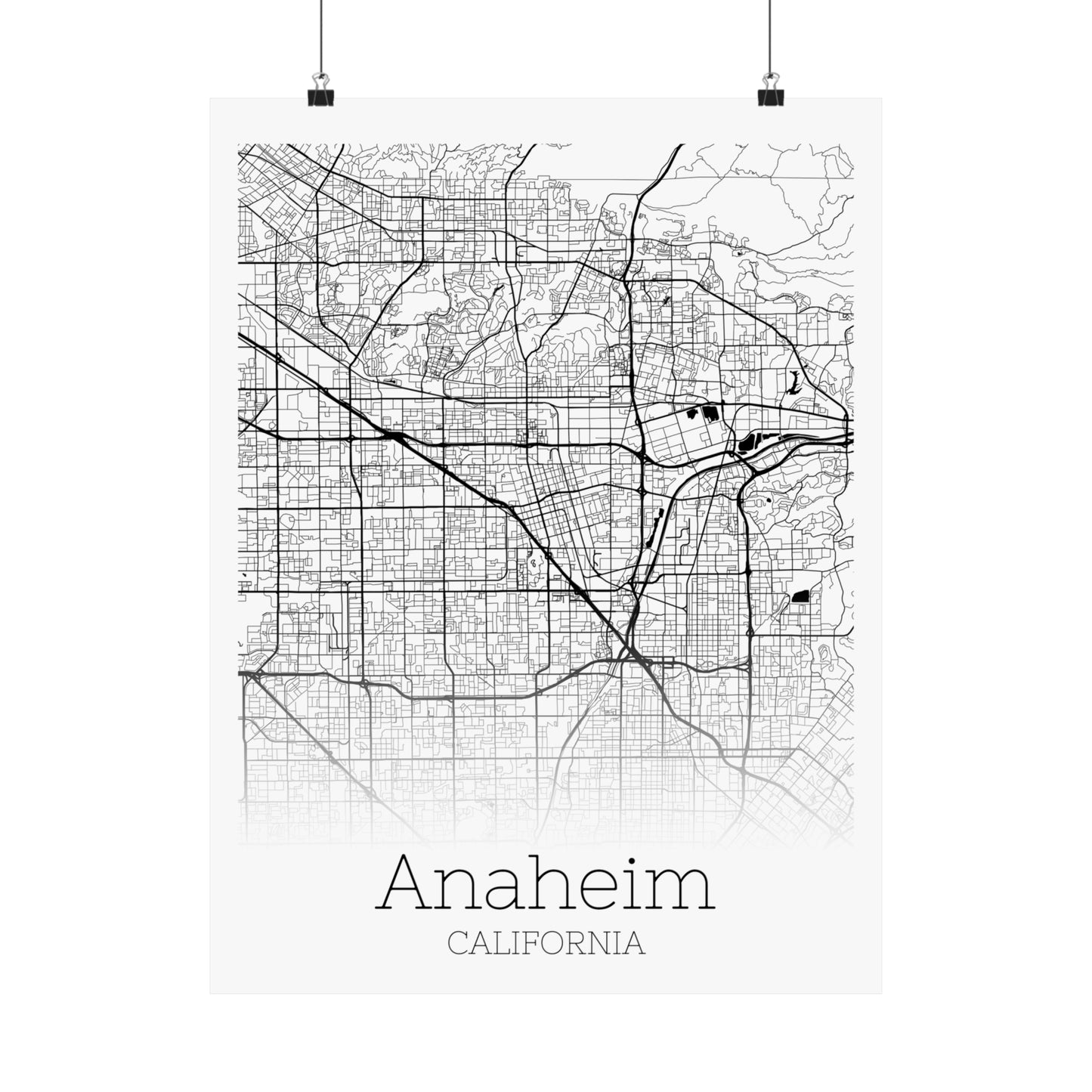 Anaheim California City Map Matte Vertical Posters