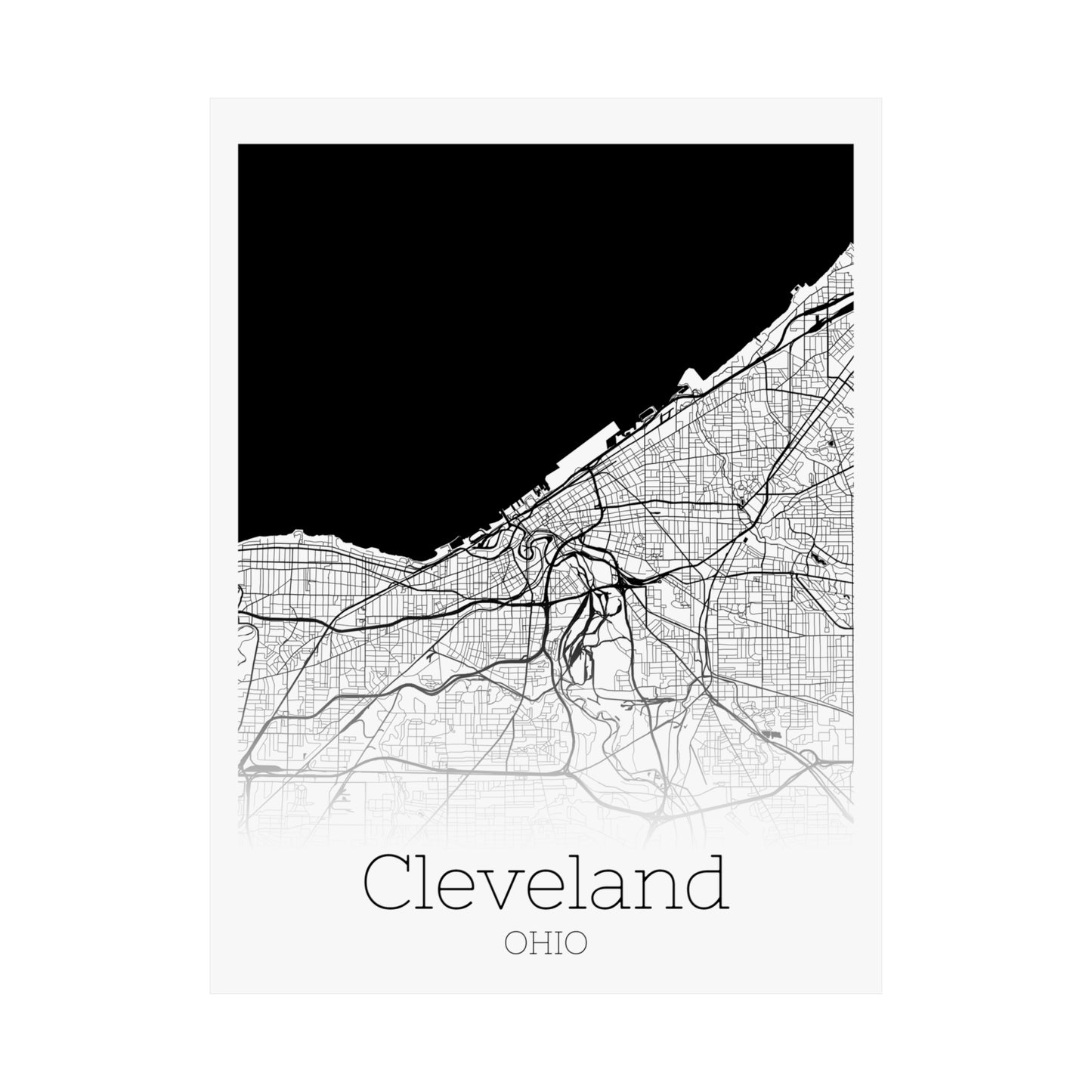 Cleveland Ohio City Map Matte Vertical Posters