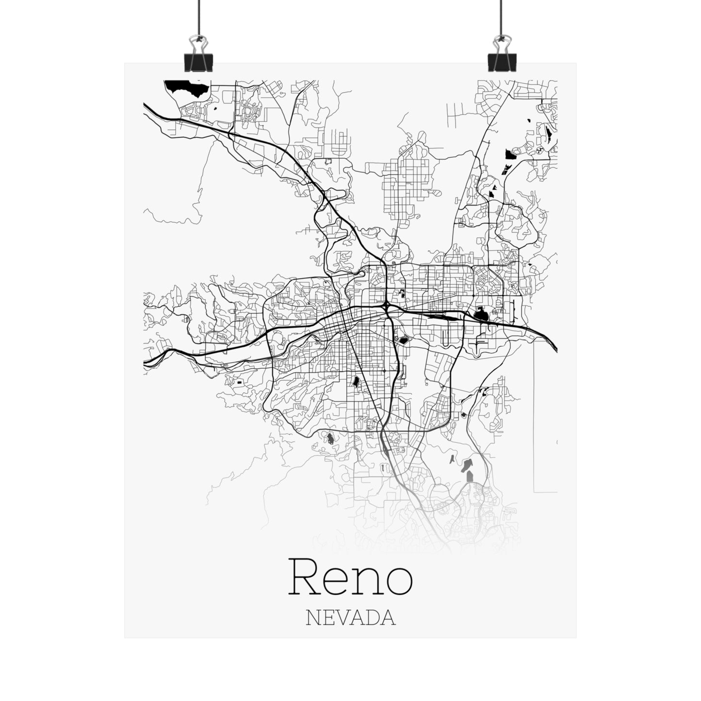 Reno Nevada City Map Matte Vertical Posters