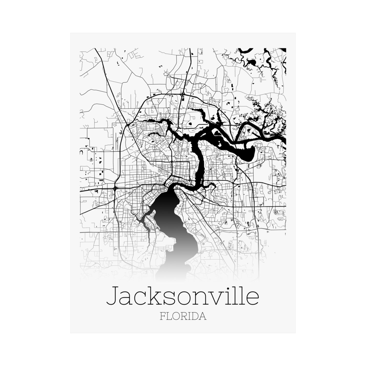 Jacksonville Florida City Map Matte Vertical Posters