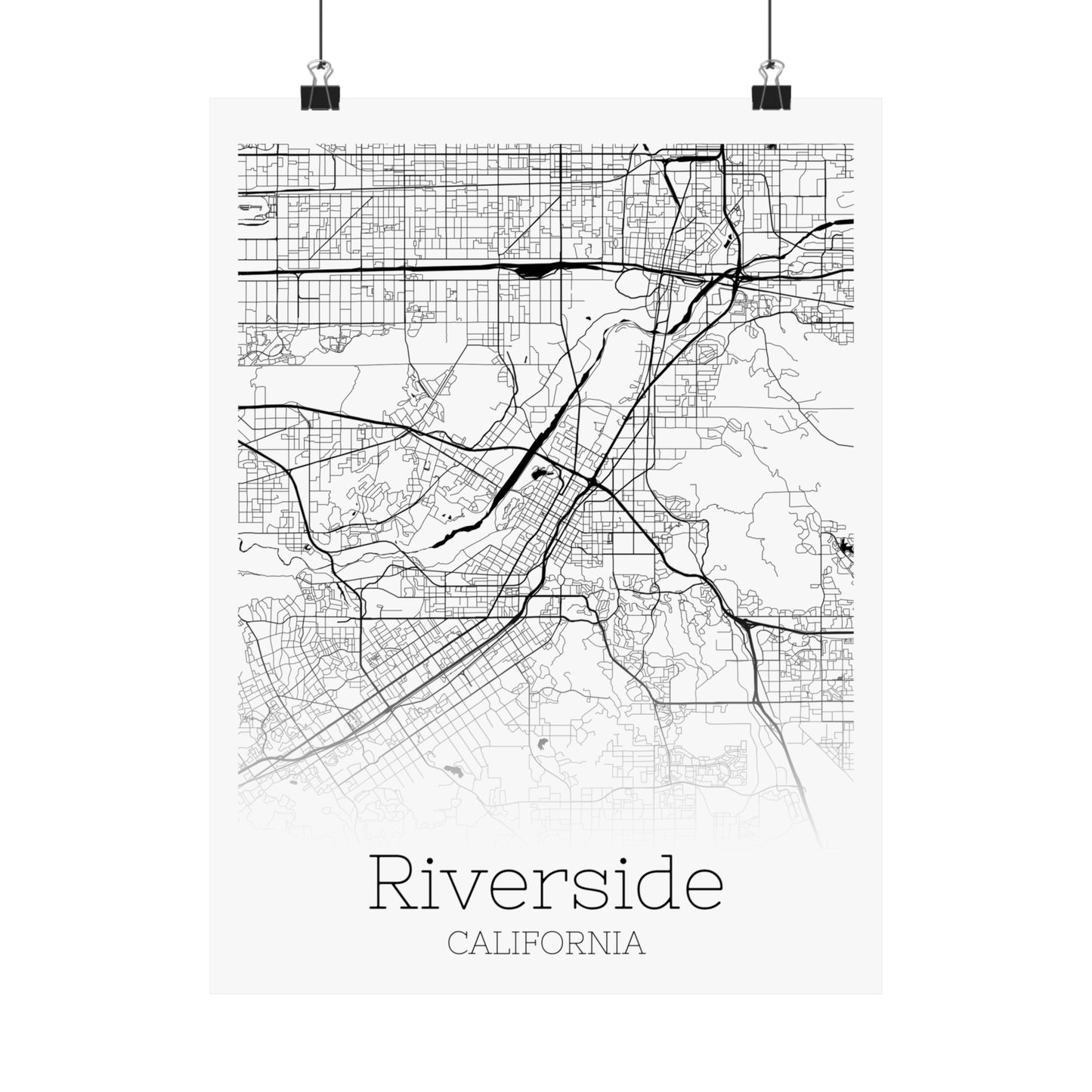 Riverside California City Map Matte Vertical Posters