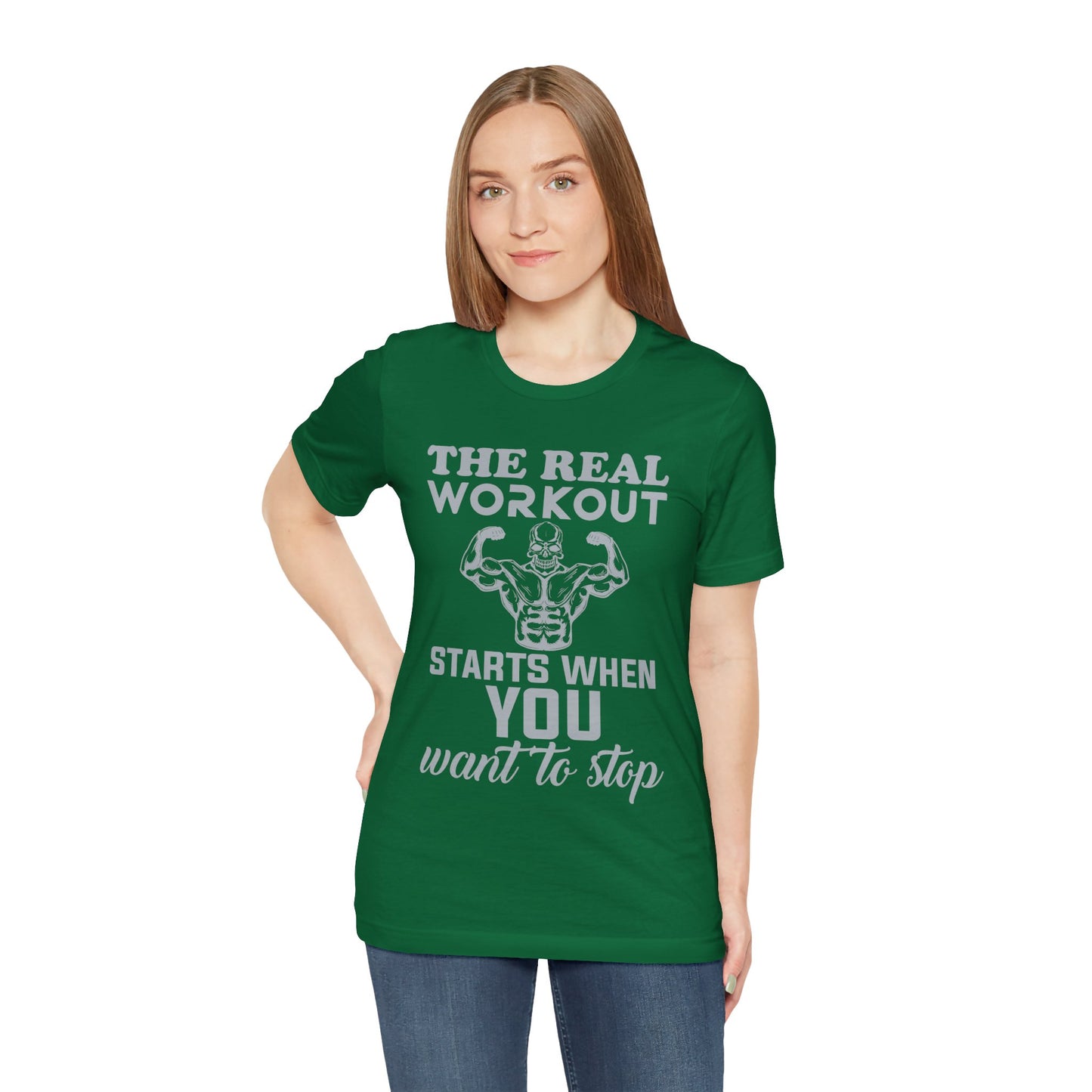 The Real Workout Start When You Want To Stop T-Shirt, Gym Workout Fitness T-Shirt