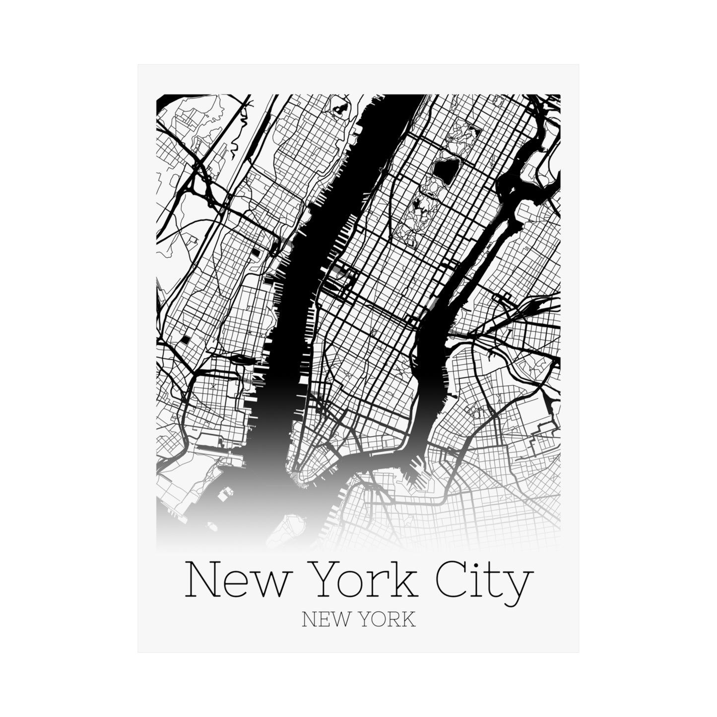 New York City New York City Map Matte Vertical Posters