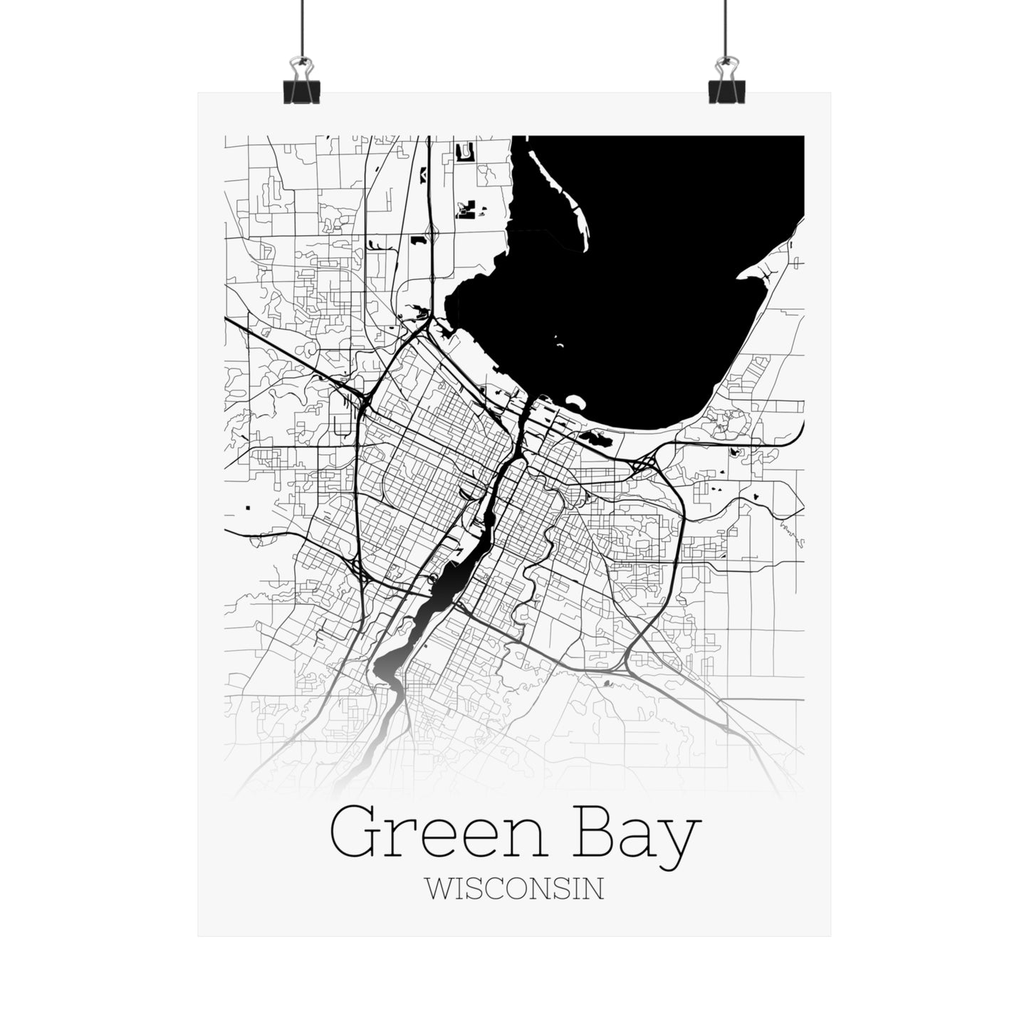 Green Bay Wisconsin City Map Matte Vertical Posters