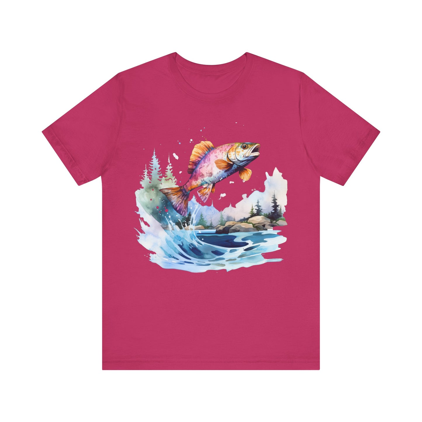 Fish Jumping View of Shore T-Shirt, Fishing, Fish Design, Colorful Fish T-Shirt