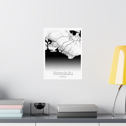 Honolulu Hawaii City Map Matte Vertical Posters