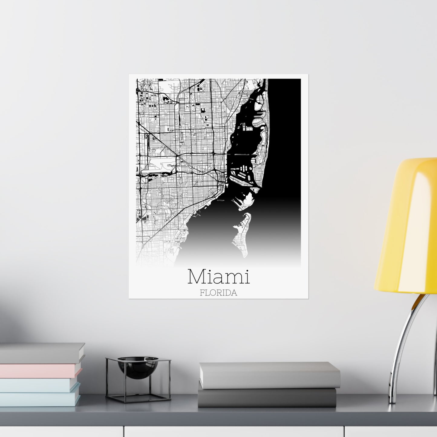 Miami Florida City Map Matte Vertical Posters