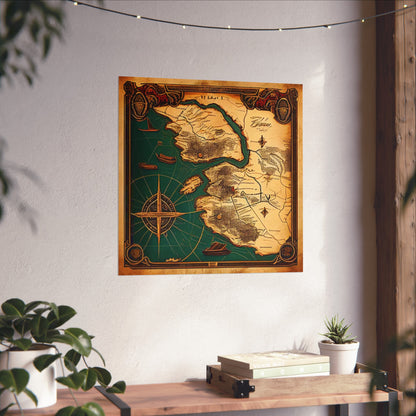 Old Map No: 12 Square Matte Poster, Vintage Poster