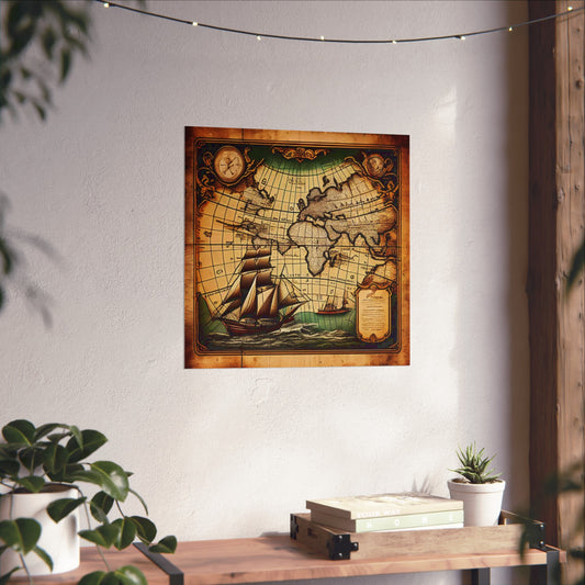 Old Map No: 10 Square Matte Poster, Vintage Poster