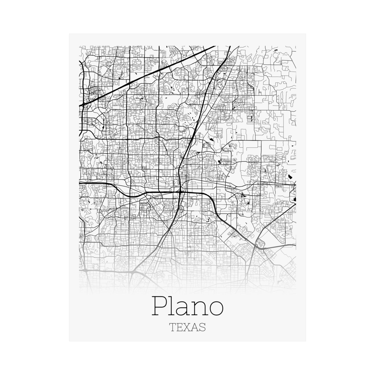 Plano Texas City Map Matte Vertical Posters