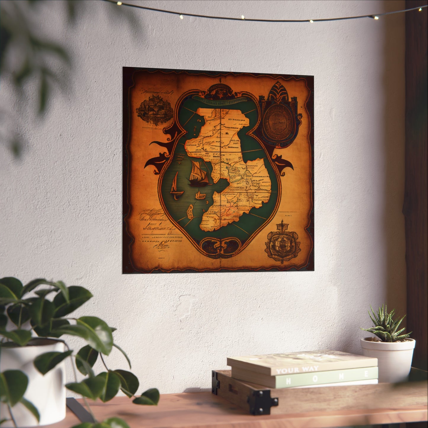 Old Map No: 20 Square Matte Poster, Vintage Poster