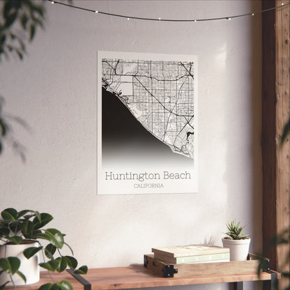 Huntington Beach California City Map Matte Vertical Posters