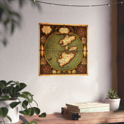 Old Map No: 17 Square Matte Poster, Vintage Poster