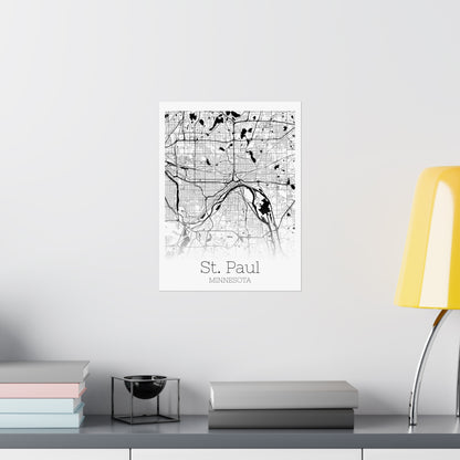 St Paul Minnesota City Map Matte Vertical Posters