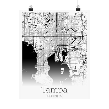 Tampa Florida City Map Matte Vertical Posters