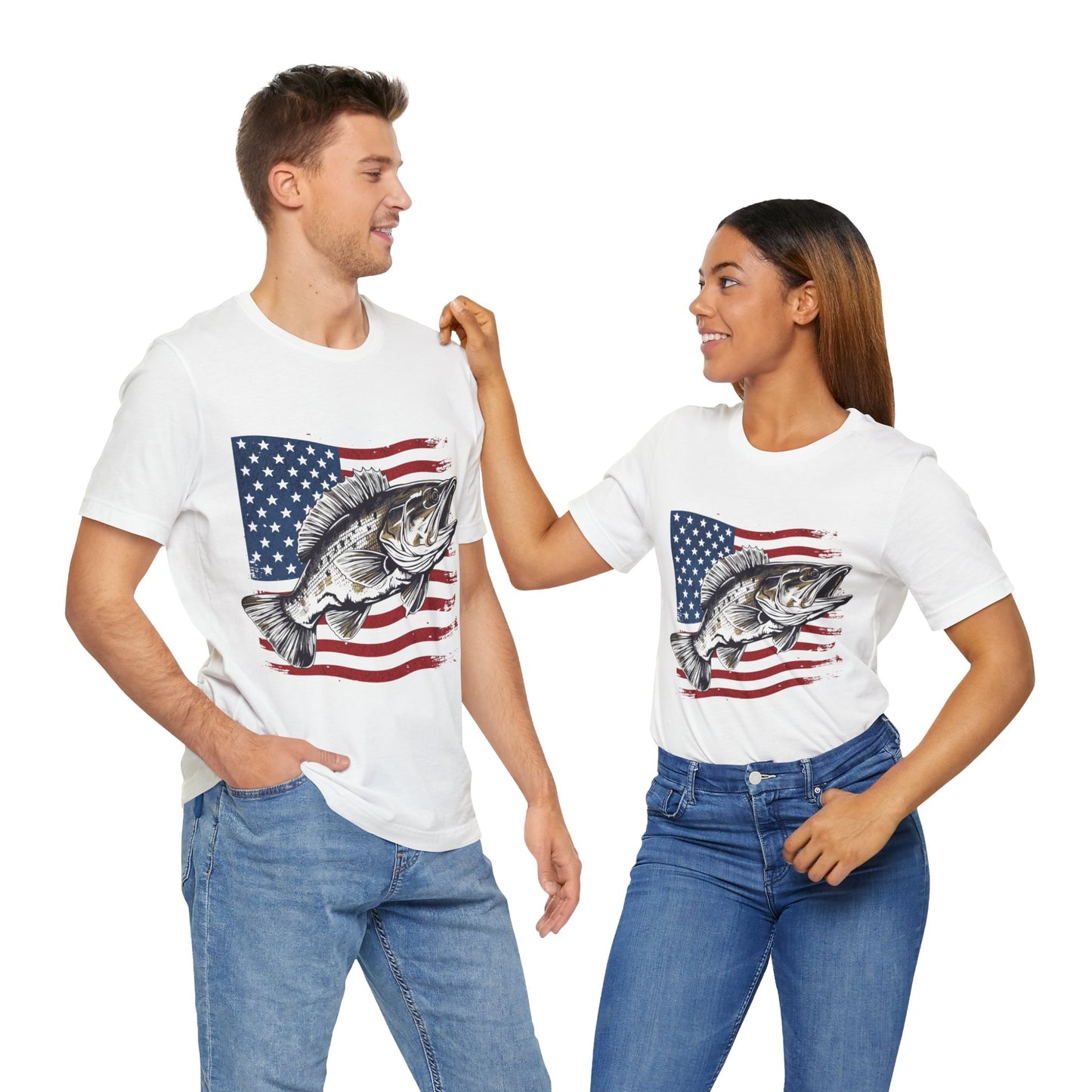 Fishing Camouflage American Flag T-Shirt, Patriotic Fishing T-Shirt