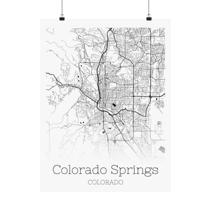 Colorado Springs Colorado City Map Matte Vertical Posters