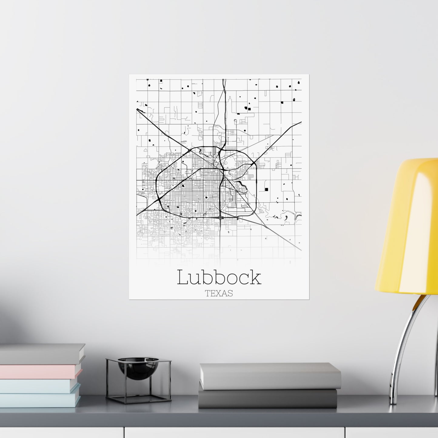 Lubbock Texas City Map Matte Vertical Posters