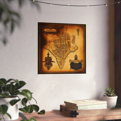 Old Map No: 15 Square Matte Poster, Vintage Poster