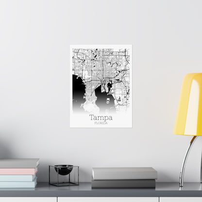 Tampa Florida City Map Matte Vertical Posters