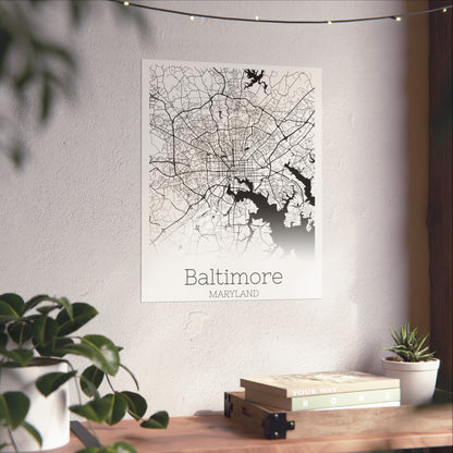 Baltimore Maryland City Map Matte Vertical Posters