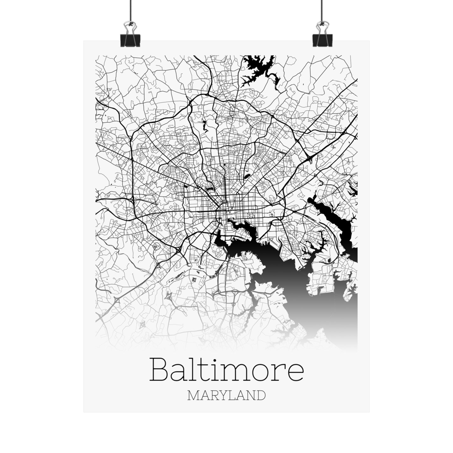 Baltimore Maryland City Map Matte Vertical Posters