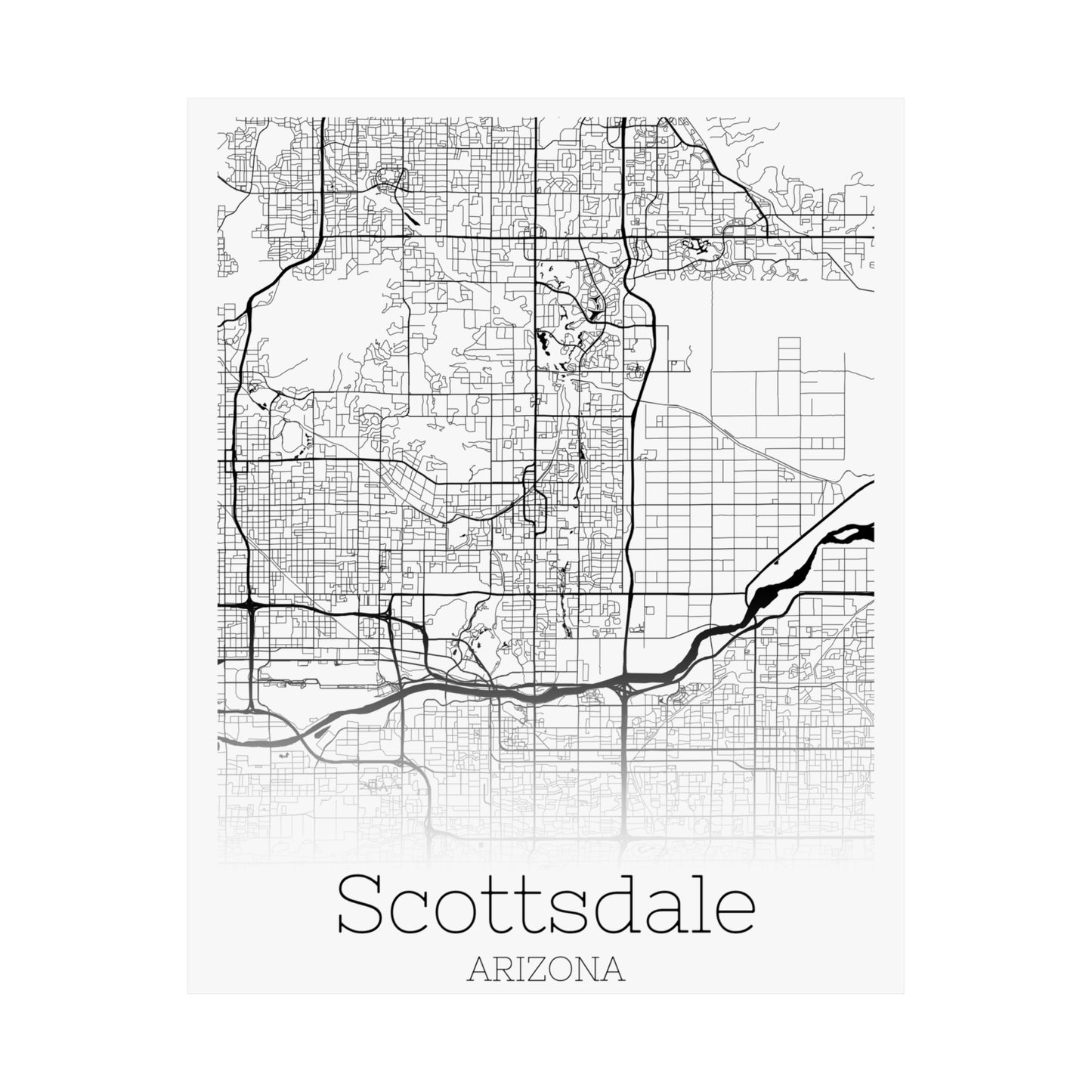 Scottsdale Arizona City Map Matte Vertical Posters