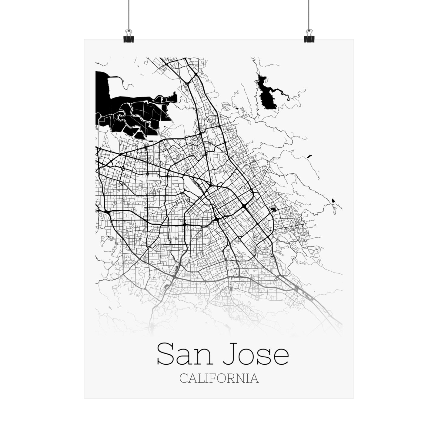 San Jose California City Map Matte Vertical Posters