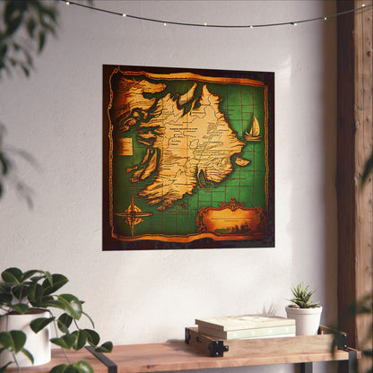 Old Map No: 05 Square Matte Poster, Vintage Poster