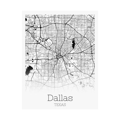 Dallas Texas City Map Matte Vertical Posters