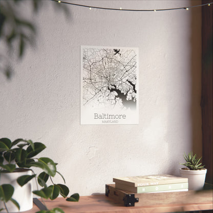 Baltimore Maryland City Map Matte Vertical Posters