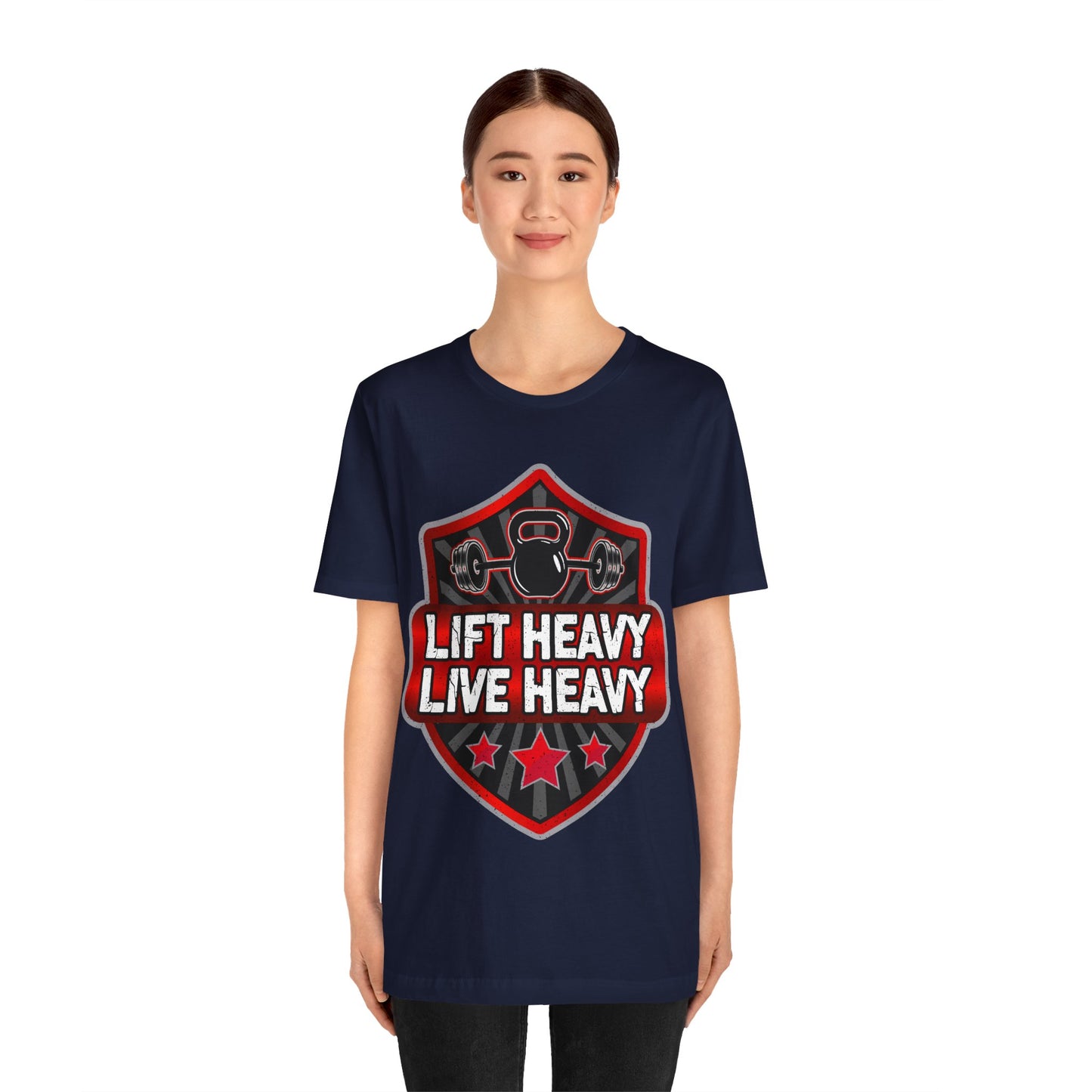 Lift Heavy Live Heavy T-Shirt, Gym Workout Fitness T-Shirt