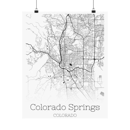 Colorado Springs Colorado City Map Matte Vertical Posters