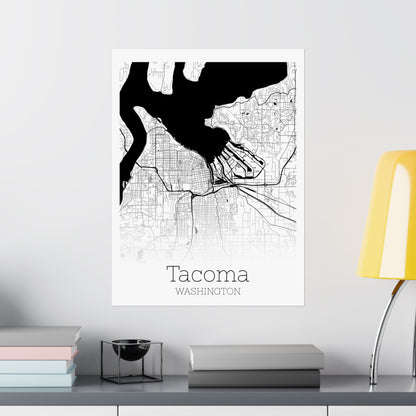 Tacoma Washington City Map Matte Vertical Posters