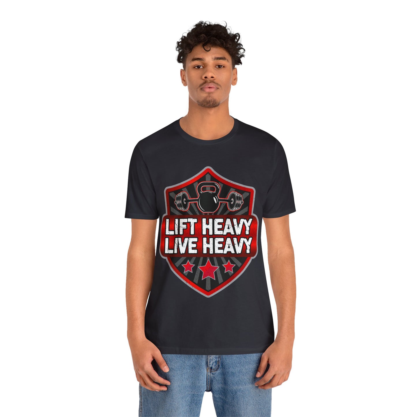 Lift Heavy Live Heavy T-Shirt, Gym Workout Fitness T-Shirt