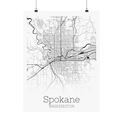 Spokane Washington City Map Matte Vertical Posters