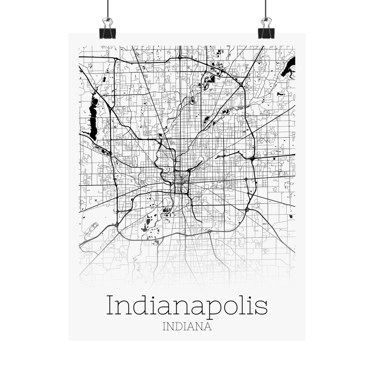 Indianapolis Indiana City Map Matte Vertical Posters