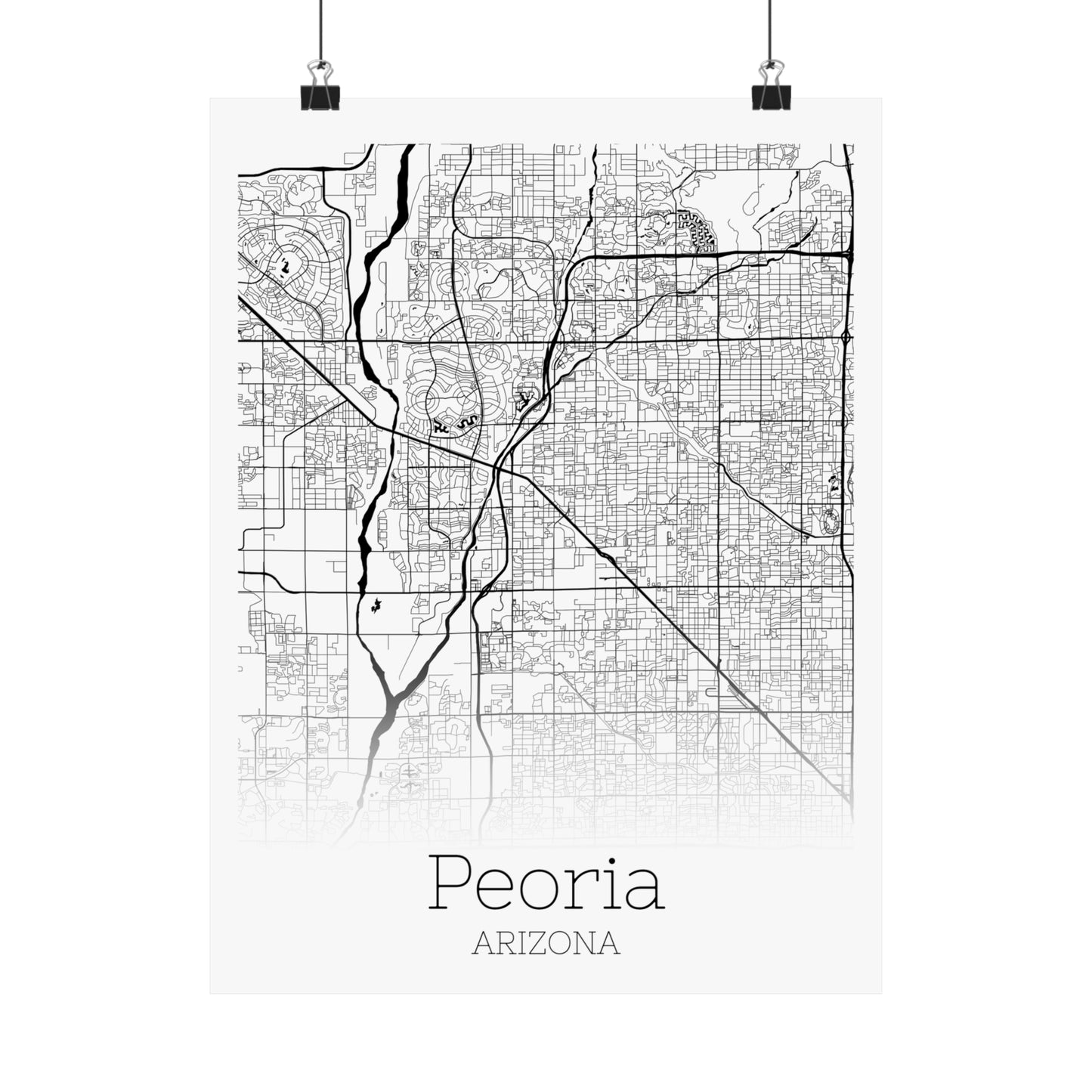 Peoria Arizona City Map Matte Vertical Posters